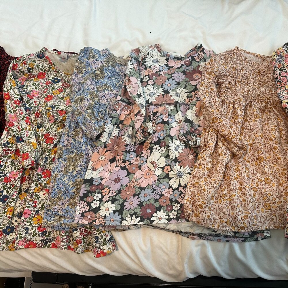 Girls Long Sleeve Dress Bundle (6) – Sizes 5T to Small, Old Navy, Cotton On, Cat